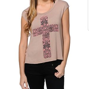 Lira Cross Natural Open Back Muscle T-Shirt